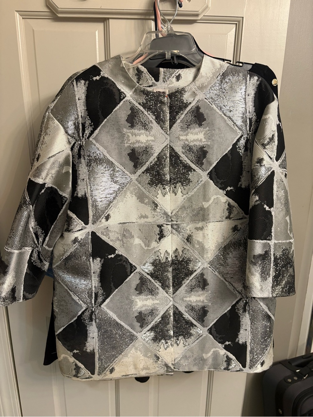 Anne Klein Black & Silver Geometric Jacket